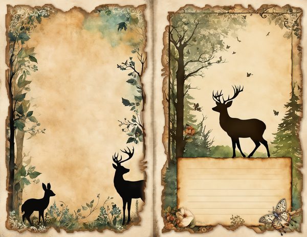 Antler & Oak Junk Journal Pages: Deer Theme Digital Paper (Commercial Use) — image 4