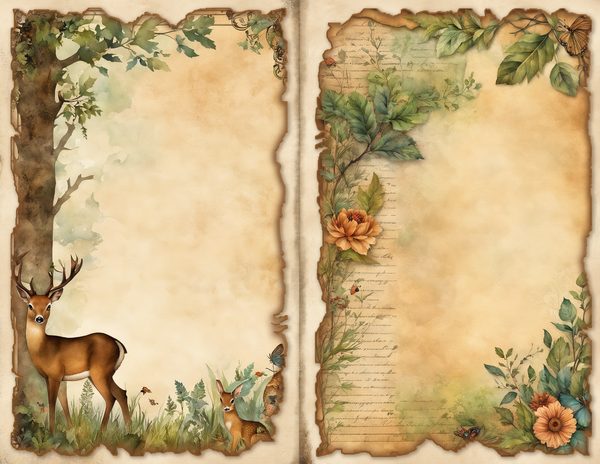Antler & Oak Junk Journal Pages: Deer Theme Digital Paper (Commercial Use) — image 5