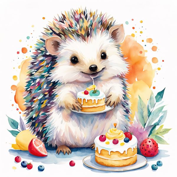 Watercolor Hedgehog Chef Clipart: Whimsical Kitchen Art (PNG & JPG) — image 2