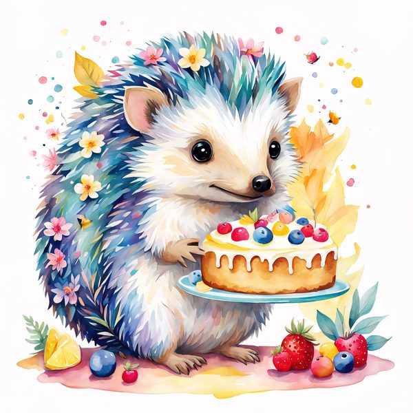 Watercolor Hedgehog Chef Clipart: Whimsical Kitchen Art (PNG & JPG) — image 3