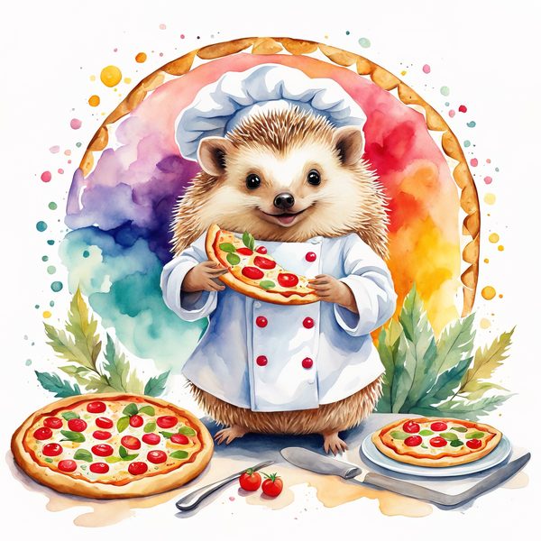 Watercolor Hedgehog Chef Clipart: Whimsical Kitchen Art (PNG & JPG) — image 8