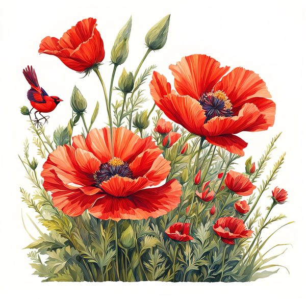 Watercolor Poppy Clipart: Wildflower Meadow Art (Digital Download) — image 10