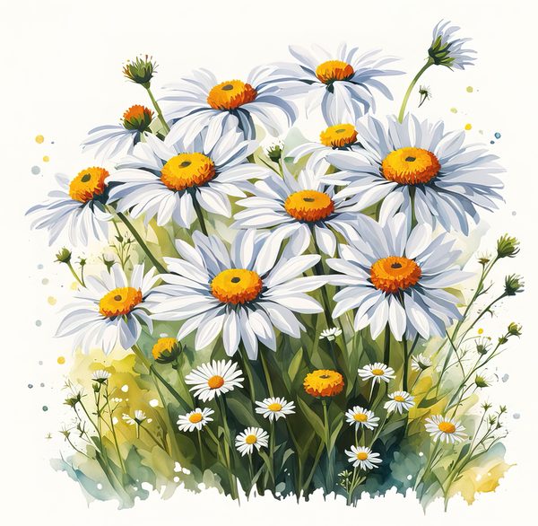 Wildflower Garden Clipart: Daisies, Yarrow, Watercolor Art (Digital Download) — image 6