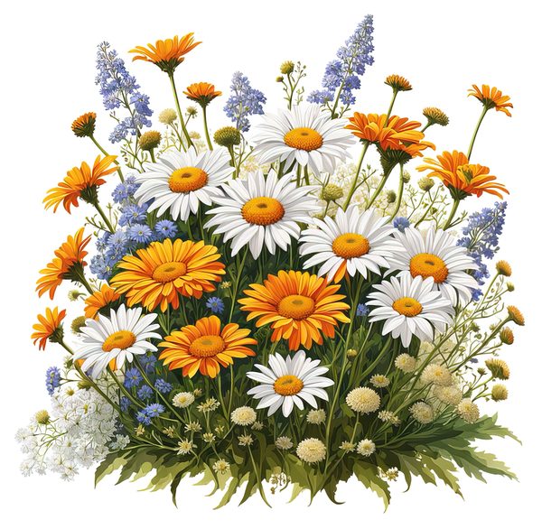 Wildflower Garden Clipart: Daisies, Yarrow, Watercolor Art (Digital Download) — image 7
