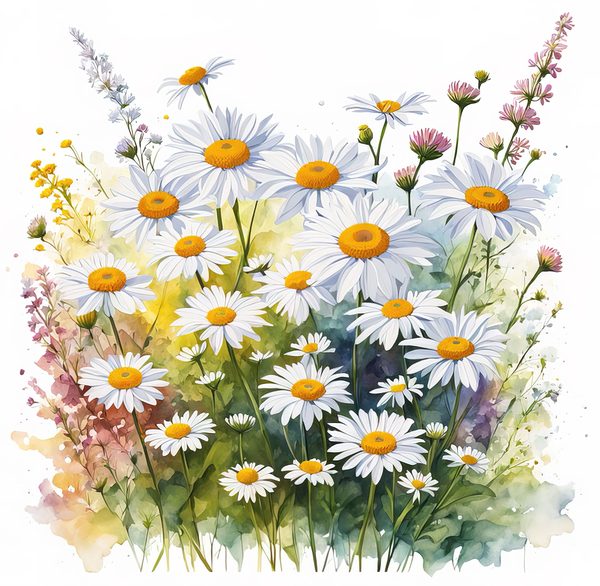 Wildflower Garden Clipart: Daisies, Yarrow, Watercolor Art (Digital Download) — image 8