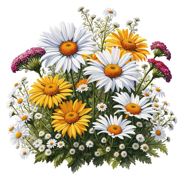Wildflower Garden Clipart: Daisies, Yarrow, Watercolor Art (Digital Download) — image 10