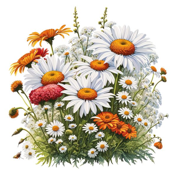 Wildflower Garden Clipart: Daisies, Yarrow, Watercolor Art (Digital Download) — image 11