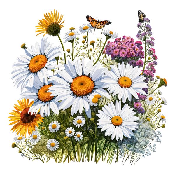 Wildflower Garden Clipart: Daisies, Yarrow, Watercolor Art (Digital Download) — image 12