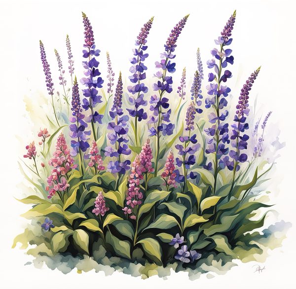 Watercolor Wildflower Clipart: Lavender Flowerbed PNG JPG (Commercial Use) — image 10