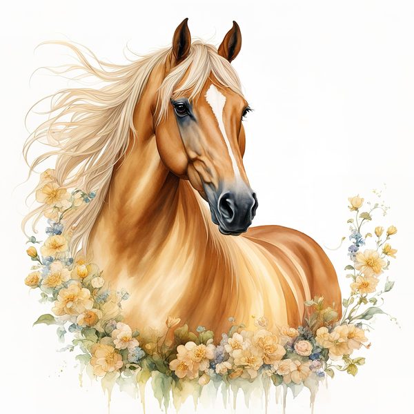 Palomino Horse Watercolor Clipart: Boho Equestrian Art (JPG, PNG) — image 2