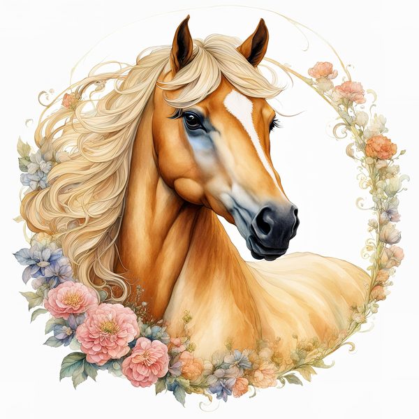 Palomino Horse Watercolor Clipart: Boho Equestrian Art (JPG, PNG) — image 3