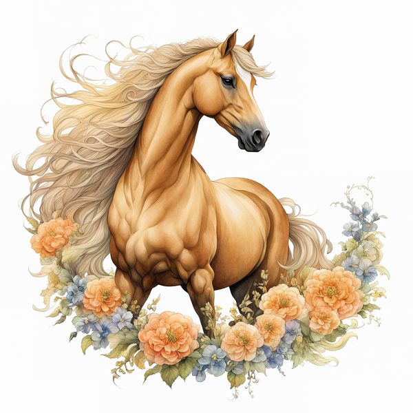 Palomino Horse Watercolor Clipart: Boho Equestrian Art (JPG, PNG) — image 4
