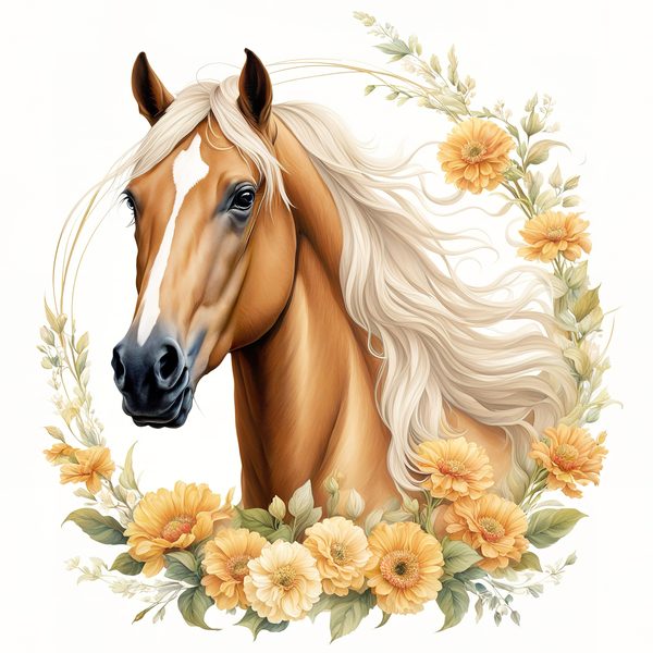 Palomino Horse Watercolor Clipart: Boho Equestrian Art (JPG, PNG) — image 6