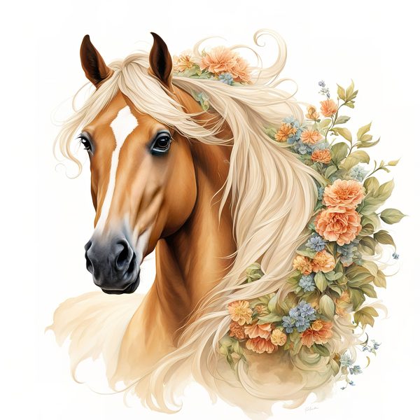 Palomino Horse Watercolor Clipart: Boho Equestrian Art (JPG, PNG) — image 7