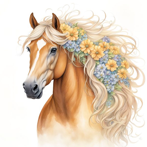 Palomino Horse Watercolor Clipart: Boho Equestrian Art (JPG, PNG) — image 8