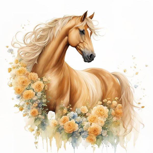 Palomino Horse Watercolor Clipart: Boho Equestrian Art (JPG, PNG) — image 9