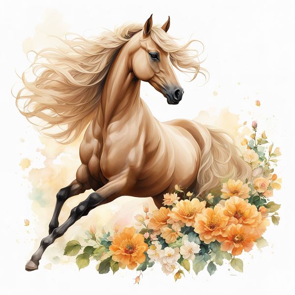 Palomino Horse Watercolor Clipart: Boho Equestrian Art (JPG, PNG) — image 10