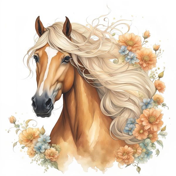 Palomino Horse Watercolor Clipart: Boho Equestrian Art (JPG, PNG) — image 11