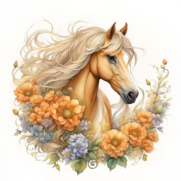Palomino Horse Watercolor Clipart: Boho Equestrian Art (JPG, PNG) — image 12