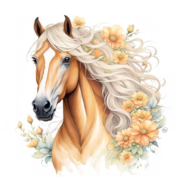 Palomino Horse Watercolor Clipart: Boho Equestrian Art (JPG, PNG) — image 13
