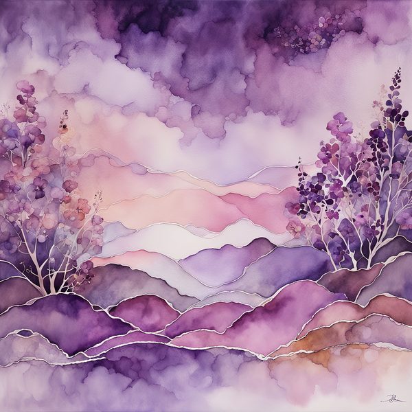 Mauve Floral Watercolor Backgrounds: Abstract Purple Art (10 JPGs) (Digital Download) — image 2