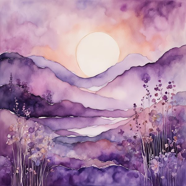 Mauve Floral Watercolor Backgrounds: Abstract Purple Art (10 JPGs) (Digital Download) — image 3
