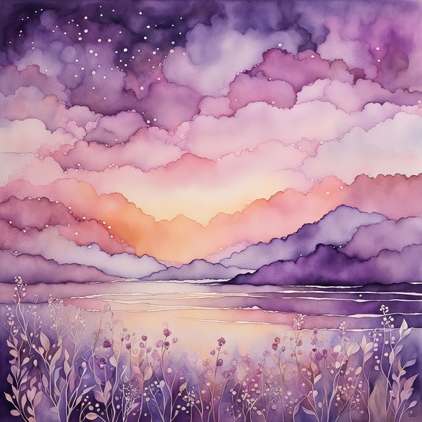 Mauve Floral Watercolor Backgrounds: Abstract Purple Art (10 JPGs) (Digital Download) — image 5