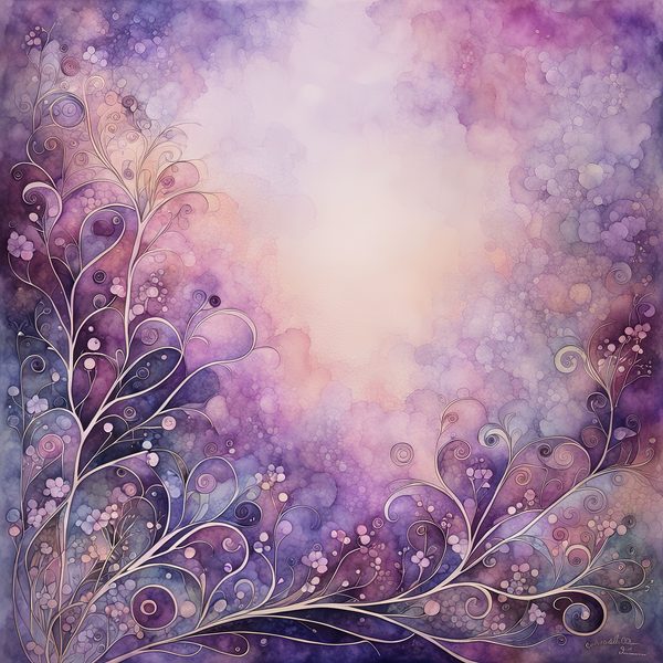 Mauve Floral Watercolor Backgrounds: Abstract Purple Art (10 JPGs) (Digital Download) — image 6