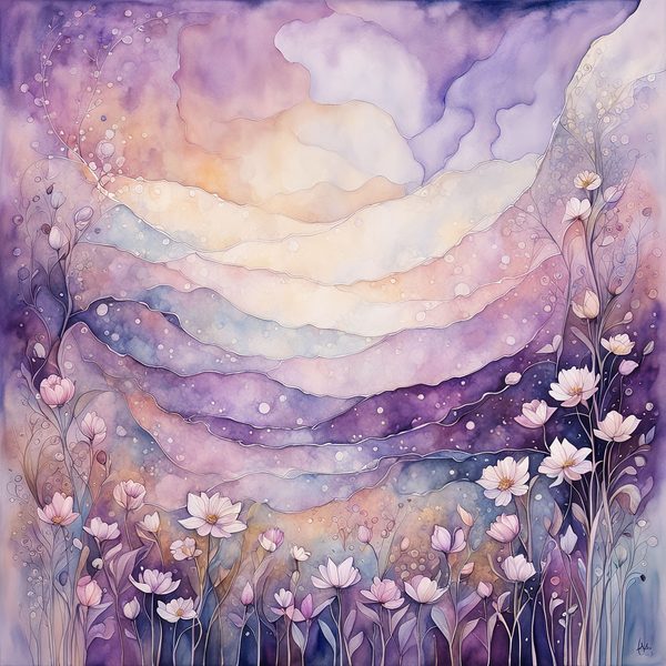 Mauve Floral Watercolor Backgrounds: Abstract Purple Art (10 JPGs) (Digital Download) — image 13
