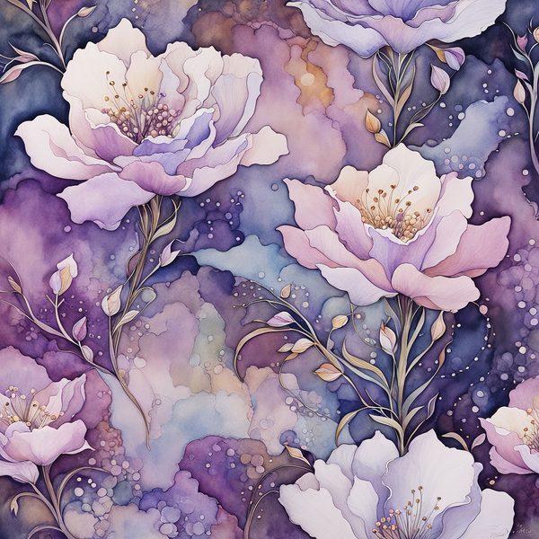 Mauve Floral Watercolor Backgrounds: Abstract Purple Art (10 JPGs) (Digital Download) — image 15