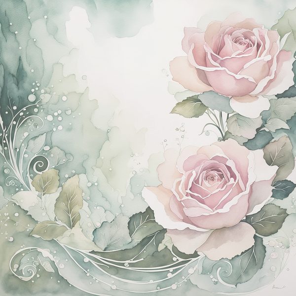 Watercolor Roses Digital Paper: Soft Sage & Dusty Rose (JPGs) — image 3