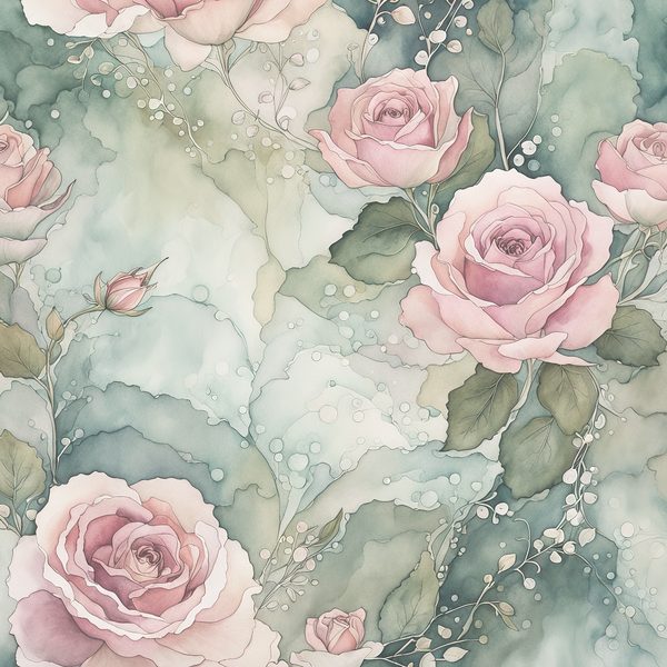 Watercolor Roses Digital Paper: Soft Sage & Dusty Rose (JPGs) — image 4