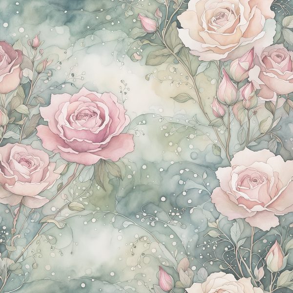 Watercolor Roses Digital Paper: Soft Sage & Dusty Rose (JPGs) — image 5