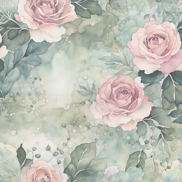 Watercolor Roses Digital Paper: Soft Sage & Dusty Rose (JPGs) — image 6
