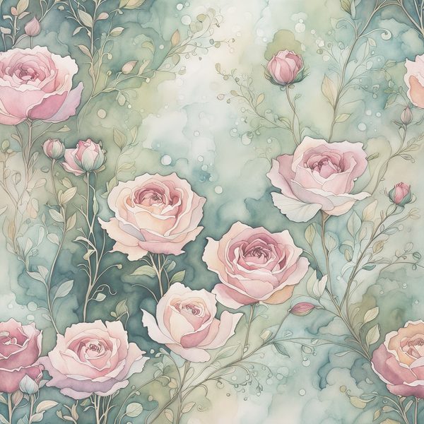 Watercolor Roses Digital Paper: Soft Sage & Dusty Rose (JPGs) — image 7
