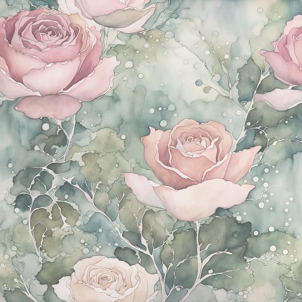 Watercolor Roses Digital Paper: Soft Sage & Dusty Rose (JPGs) — image 8