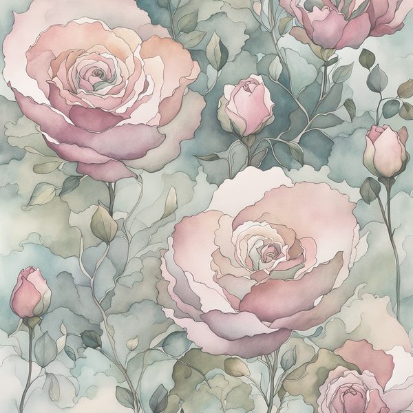 Watercolor Roses Digital Paper: Soft Sage & Dusty Rose (JPGs) — image 9