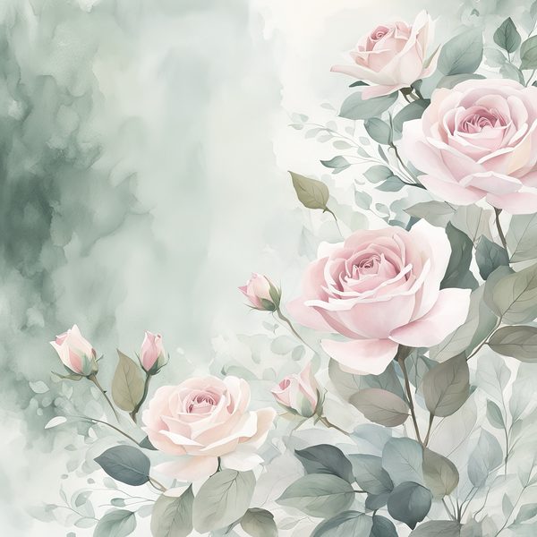Watercolor Roses Digital Paper: Soft Sage & Dusty Rose (JPGs) — image 12