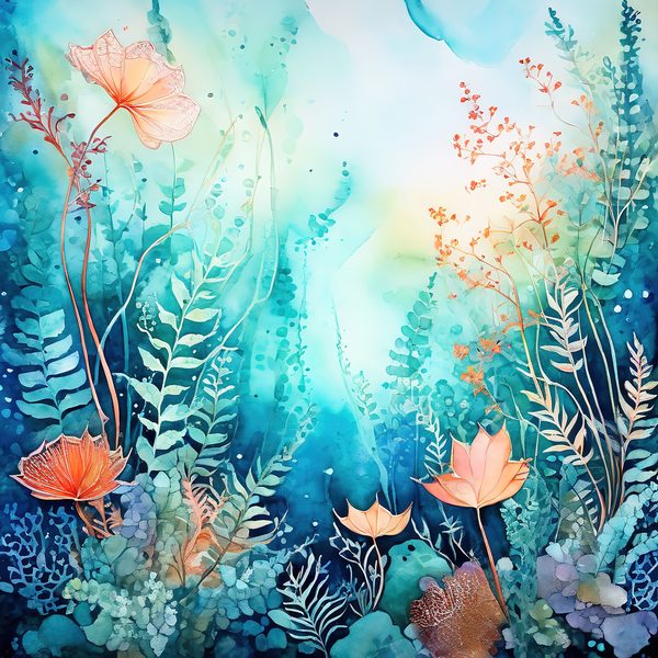 Aquamarine Coral Digital Paper: Underwater Landscape Art (10 JPGs) — image 2