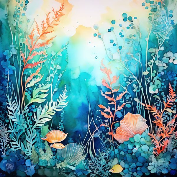 Aquamarine Coral Digital Paper: Underwater Landscape Art (10 JPGs) — image 3
