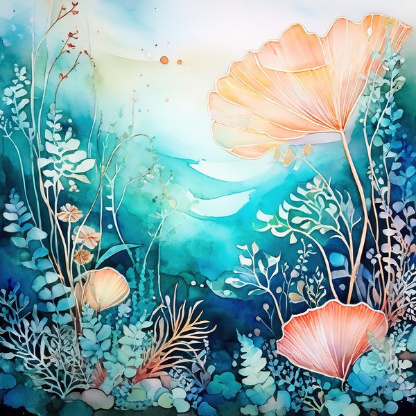Aquamarine Coral Digital Paper: Underwater Landscape Art (10 JPGs) — image 4