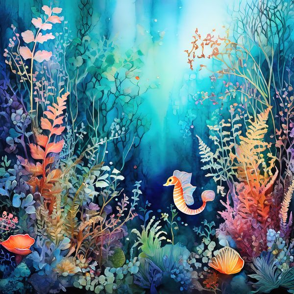 Aquamarine Coral Digital Paper: Underwater Landscape Art (10 JPGs) — image 5