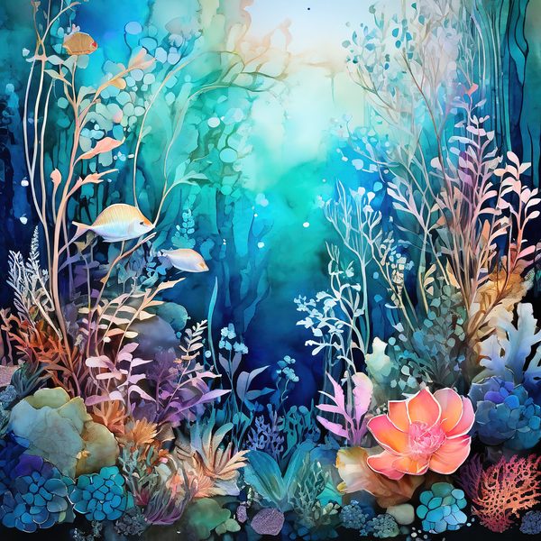 Aquamarine Coral Digital Paper: Underwater Landscape Art (10 JPGs) — image 7