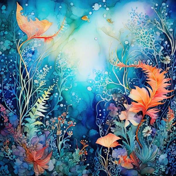 Aquamarine Coral Digital Paper: Underwater Landscape Art (10 JPGs) — image 9