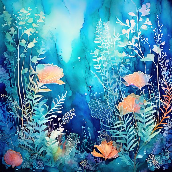 Aquamarine Coral Digital Paper: Underwater Landscape Art (10 JPGs) — image 10