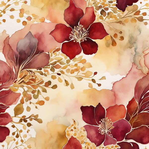 Crimson Floral Digital Paper Set: Gold Foil Boho Art (10 JPGs) — image 1