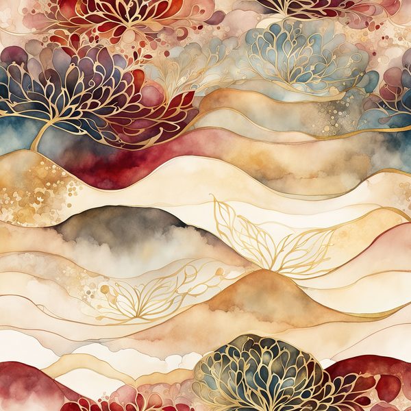 Crimson Floral Digital Paper Set: Gold Foil Boho Art (10 JPGs) — image 2