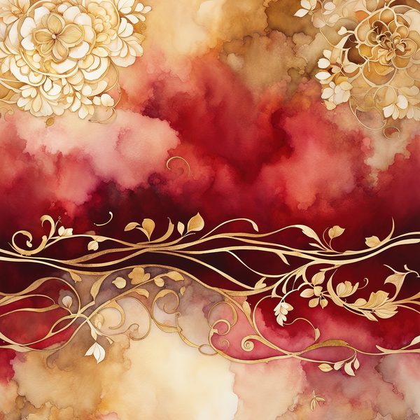 Crimson Floral Digital Paper Set: Gold Foil Boho Art (10 JPGs) — image 4