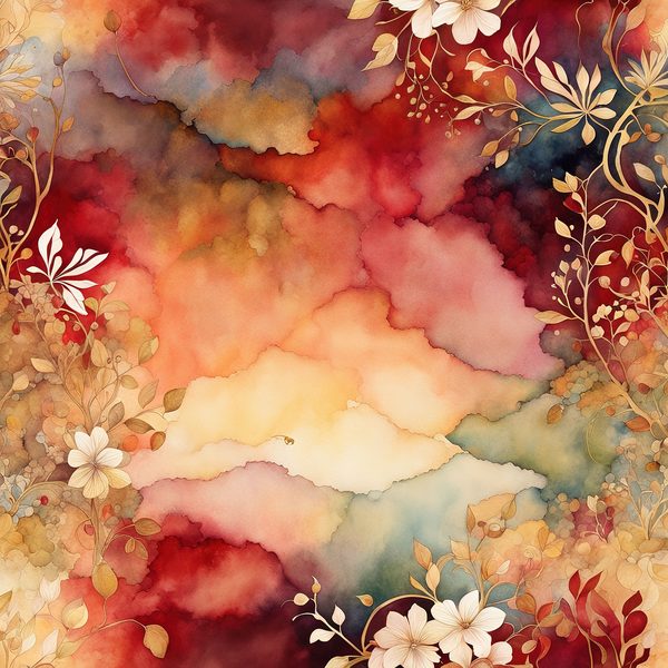 Crimson Floral Digital Paper Set: Gold Foil Boho Art (10 JPGs) — image 10