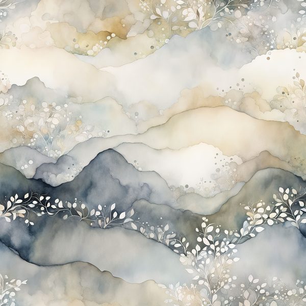 Watercolor Abstract Floral Digital Paper Set: Soft Grey & Cream (JPGs) — image 2
